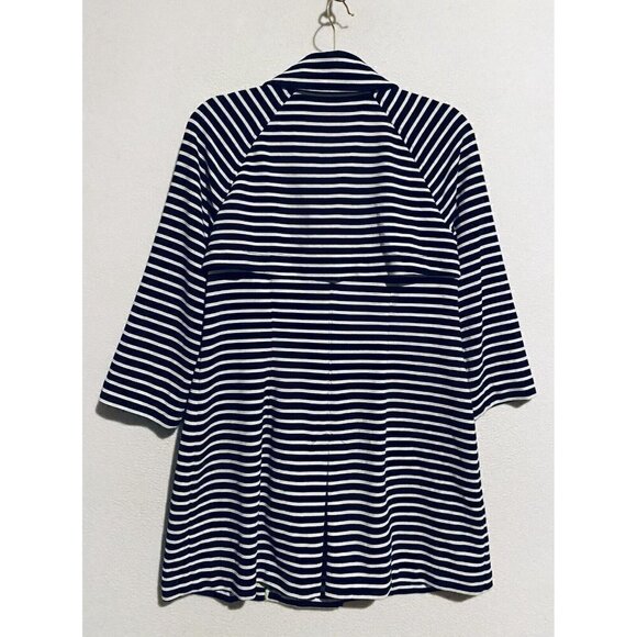 Cabi Jacket Womens Medium Maritime Navy Blue Stripe Knit Trench Nautical 5151 - Picture 4 of 7